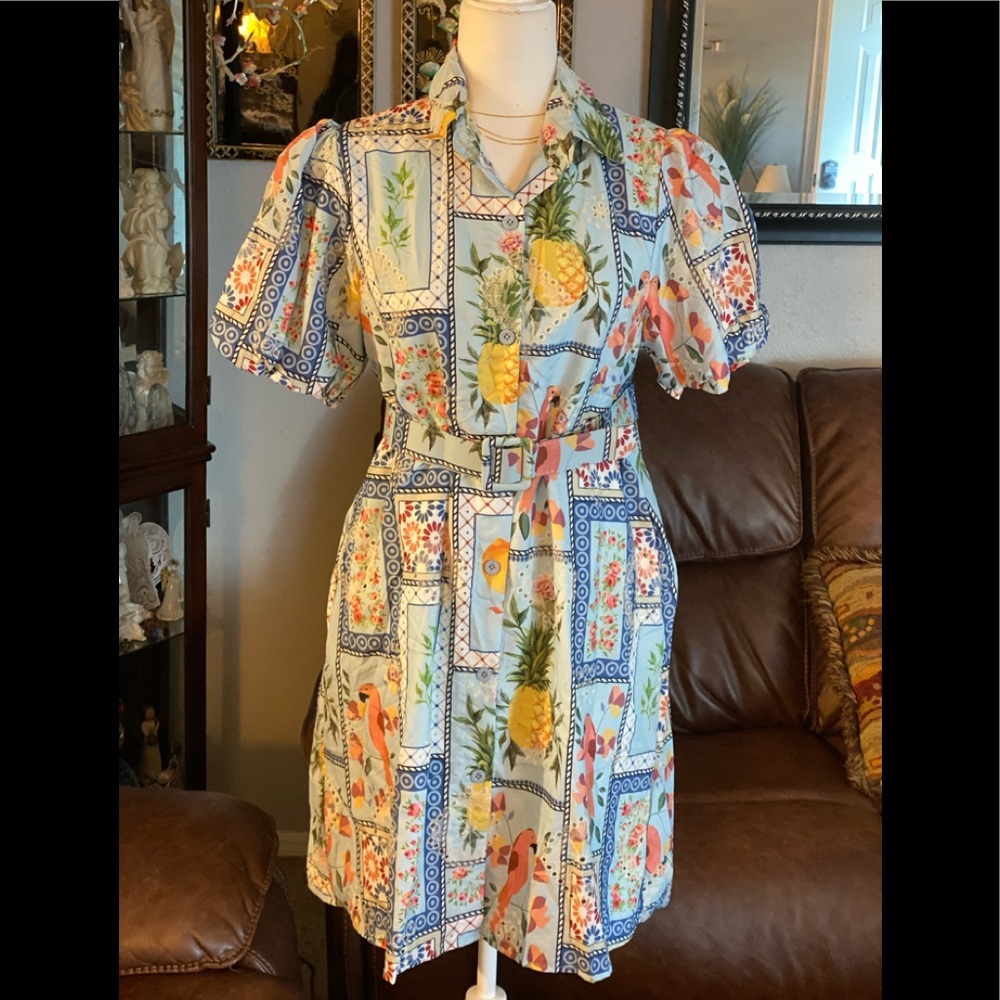 Eyelets Blue Dress